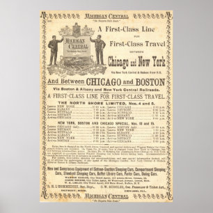 1897 AFFICHES CENTRALES VINTAGES DE CHEMIN DE FER