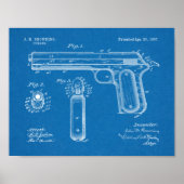 1897 Browning Pistool Patent Art Drawing Print (Voorkant)
