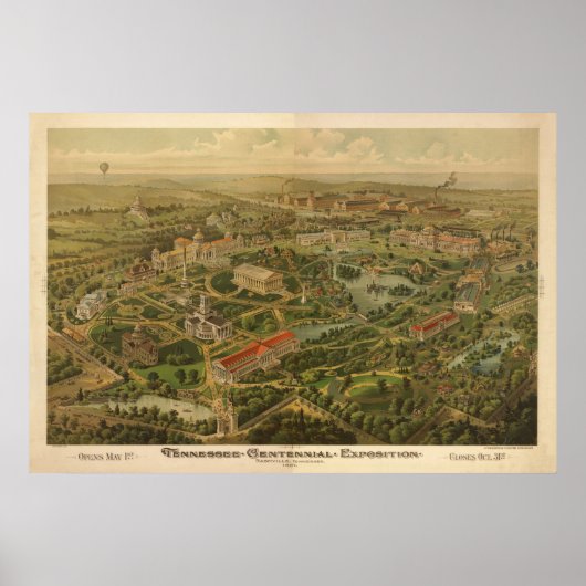 1897 Nashville, TN Centennial Expo Panoramic Map Poster (Voorkant)