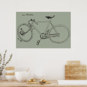 1898  illustratie van fietsen en kunstwerk Poster (Keuken)