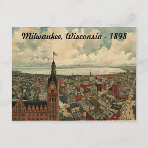 1898 Milwaukee, WI Birds Eye Uitzicht Briefkaart! Briefkaart