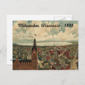 1898 Milwaukee, WI Birds Eye View Carte Postale! (Devant / Derrière)