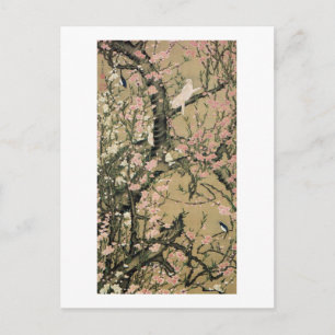18.桃 小 図, 若 Peach Blossom & Small Birds, Jakuchüu Briefkaart