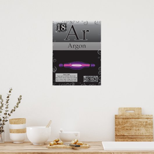 18. Argon (Ar) Tableau périodique des éléments (Cuisine)