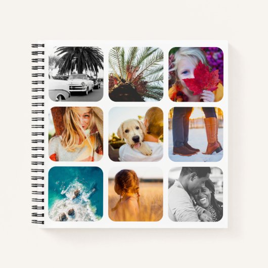 18 Carré Photo Collage White Hard Cover Journal (Devant)
