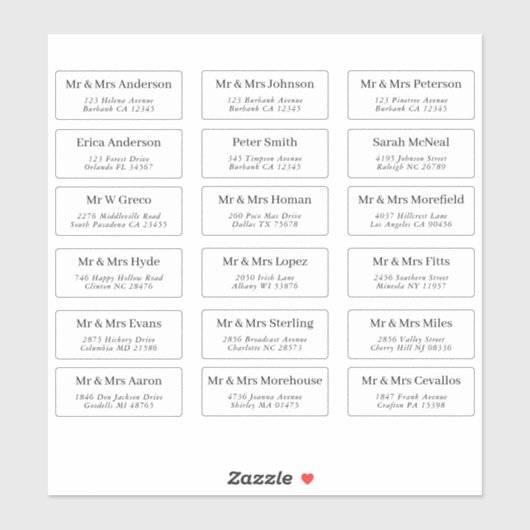 18 Étiquettes de adresse de nom de script individu (Feuille)