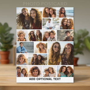 18 Foto Collage - Aangepaste Tekst - Zwart en Wit Briefkaart