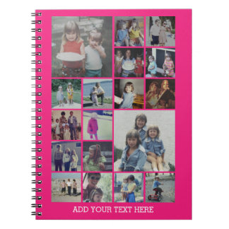 18 Foto collage en tekst - Kan Hot Pink bewerken Notitieboek