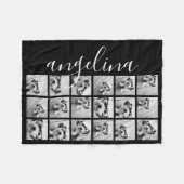 18 Foto Collage - KAN zwart bewerken - scriptnaam Fleece Deken (Voorkant (Horizontaal))