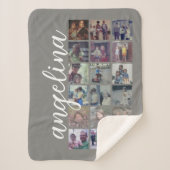 18 Foto collage met groot script en neutraal Sherpa Deken (Voorkant)