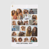 18 Fotocollage - Aangepaste tekst - Zwart en wit Golfhanddoek (Voorkant)