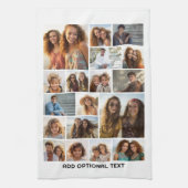 18 Fotocollage - Aangepaste tekst - Zwart en wit Theedoek (Verticaal)