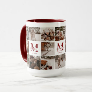 18 Fotocollage Moderne Familie Maroon Gepersonalis Mok