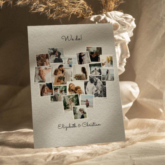 18 Foto's Collage Hart Vorm Bruiloft Kaart