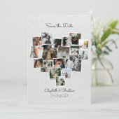 18 foto's collage hartvorm Save the Date  Kaart (Staand voorkant)
