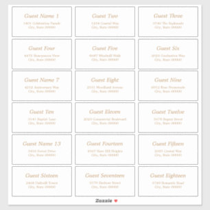 18 Gast Adresetiketten Wit Gouden Beige Sticker