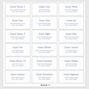 18 Gast Adresetiketten Wit Navy Blue Sticker