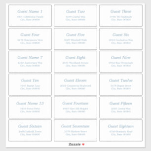 18 Gast Adresetiketten Wit Stoffig Blauw Sticker