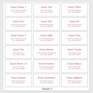 18 Gast Adresetiketten Witte Bourgondische Sticker