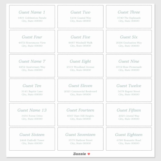 18 Gast Adresetiketten Zee Glas Witte Sticker (Vel)