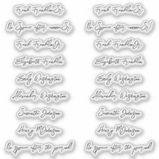 18 gastennamen handschriftstijl sticker