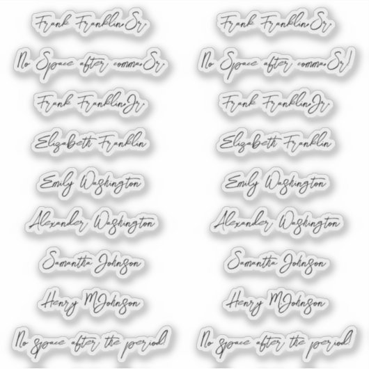 18 gastennamen handschriftstijl sticker (Voorkant)