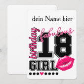 18. Geburtstag 18th birthday girl pink Einladung Kaart (Voorkant / Achterkant)