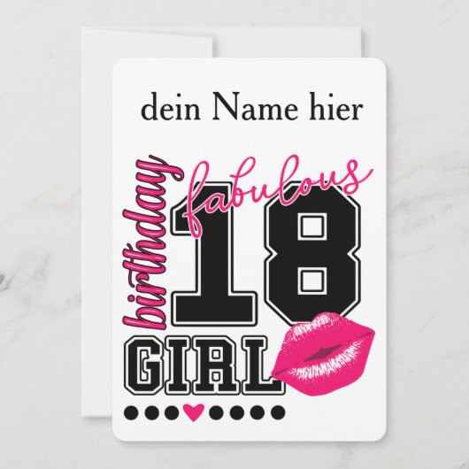 18. Geburtstag 18th birthday girl pink Einladung Kaart (Voorkant)