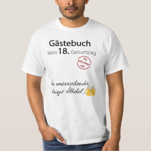 18. Geburtstag Partij Gästebuch Lustig Geschenk T-shirt