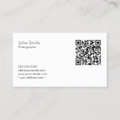 18% Gris Photographe de carte QR Code Carte de vis (Dos)