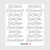 18 Guest Names Elegant Monoline Calligraphy Script Sticker (Vel)