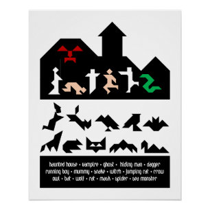 18 Halloween Tangram Afbeeldingen Perfect Poster