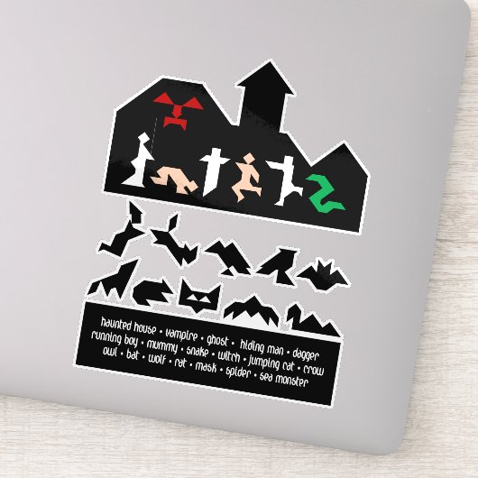 18 Halloween Tangram Afbeeldingen Sticker (Detail)