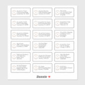 18 Individueel adres Sans Serif Company Logo Sticker (Vel)