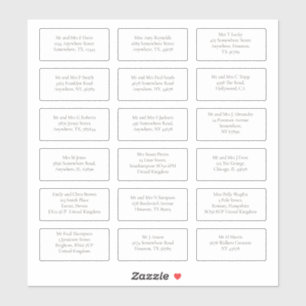 18 Individuele bruiloft Gast Naam Adressen Serif Sticker