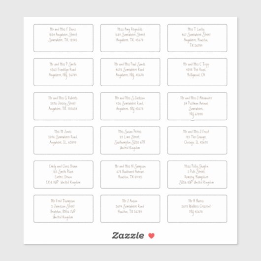 18 Individuele gastnaam Adressen Modern Brown Sticker (Vel)
