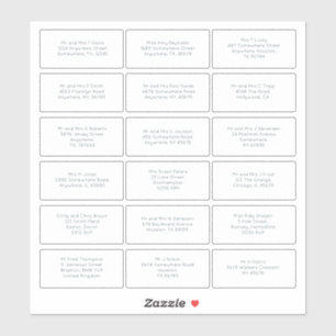 18 Individuele naam Adres Bruiloft Gast Eenvoudig Sticker