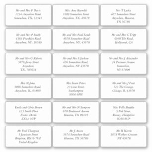 18 Individuele naam Adres Bruiloft Gast Italic Sticker