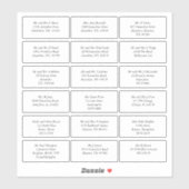 18 Individuele naam Adres Bruiloft Gast Italic Sticker (Vel)