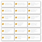 18 Individuele naam Adres Bruiloft Gast Zonnebloem Sticker (Voorkant)