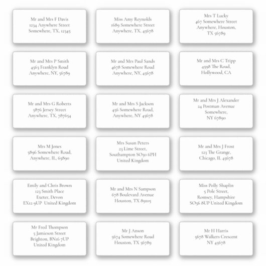 18 Individuele ontvanger Naam Adres Verzending Sticker (Voorkant)