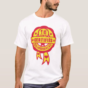 18 jaar certificering van het logo-experiment t-shirt
