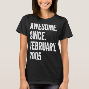 18 jaar Geweldige sinds februari 2005 18e geboorte T-shirt