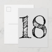 18 jaar nummer 18 manuscript reus uitnodiging briefkaart (Voorkant / Achterkant)