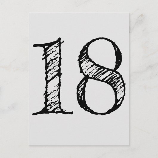 18 jaar nummer 18 manuscript reus uitnodiging briefkaart (Voorkant)