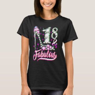 18 jaar oud  18 & Fabulous 18e verjaardag Roze Dia T-shirt