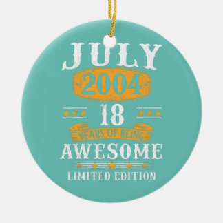 18 jaar oude geschenken Vintage juli 2004 18e verj Keramisch Ornament