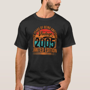 18 jaar oude vintage 2005 18e verjaardag wit 2 t-shirt