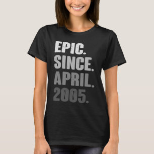 18 jaar oude Vintage 2005 april 2005 18e deco T-shirt
