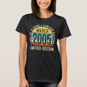 18 jaar oude Vintage maart 2005 18e verjaardag 1 T-shirt